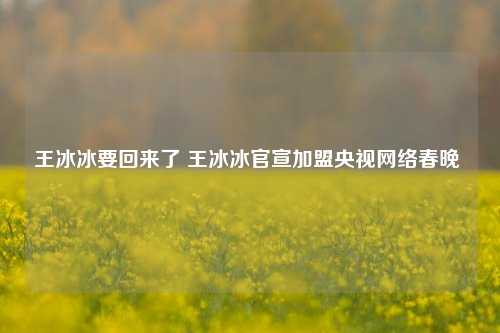 王冰冰要回来了 王冰冰官宣加盟央视网络春晚 